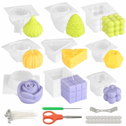 9 Stück Kerzen Silikonformen, Scalnuvyyh DIY Kerzengießformen, BPA-Frei Kerzen Formen Silikon, Kerzenform Bubble Kerzen Kit, Kerzen Selber Machen Set