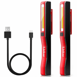 Linkax Valentinstag Ihn Männer Papa Kinder Geschenk, LED Arbeitsleuchte Werkstattlampe, Taschenlampe LED Aufladbar, Notlicht COB Handlampe mit Magnet Clip für Auto Reparatur Werkstatt Garage