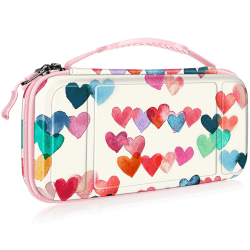 Fintie Tragetasche Kompatibel mit Nintendo Switch/Switch OLED Modell - [Stoßfeste] Hartschalen Aufbewahrung mit 10 Spielkartenhaltern, Reisetasche für Konsole und Zubehör Z-herzregen