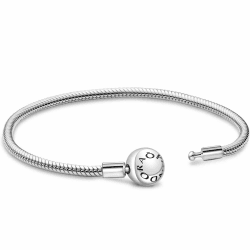 APUUESN Sterling Silber Charms Armband Mit Logogravur, Armbänder Moments Serie, Armbänder Me Serie,Charms Anhänger Armband From 17CM to 21CM,Gold,Silber kugelförmiger verschluss Armband 17 CM