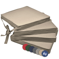 Beautissu Loft SK Stuhlkissen 45x40 cm Natur - 4er Set Stuhlpolster mit Bändern Sitzkissen für Stühle, Sitzpolster Set rutschfest mit Befestigungsbändern Sitzauflage Polsterauflage