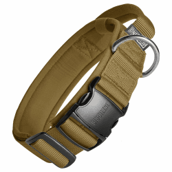 OneTigris Hunde Halsband mit Metallschnalle für Hunde (Coyote Braun, L)