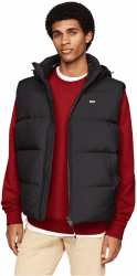 Tommy Jeans Herren Weste Essential Down Vest mit Kapuze S Schwarz