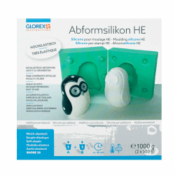 GLOREX 6 2407 300 - Abformsilikon HE, 2 x 500 g, hochelastisches 2 Komponentensilikon für verschiedene DIY-Projekte, strapazierfähig, kurzzeitig bis max. 150 °C belastbar