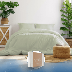 Samthus Bettwäsche 220x240 Baumwolle Satin - Oeko-Tex Made In Green - Himmlisch weicher Schlaf - Bettwäsche-Set mit 1x Bettbezug 220x240 + 2X Kissenbezug 80x80 - Duvet Cover - Pastellgrün
