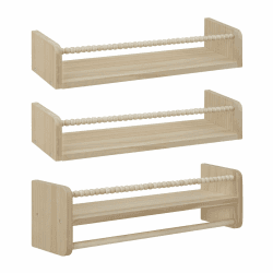 WOLTU 3er Set Kinder Bücherregal Wand, 50cm Wandregal Kinderzimmer, aus Massivholz, Hängeregal Schweberegal Kinderregal, Montessori Regal, für Bücher Spielzeug