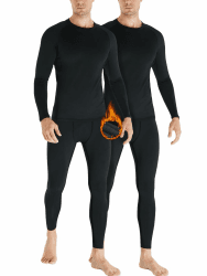 HOPLYNN Thermounterwäsche Herren Funktionsunterwäsche Set Atmungsaktiv Innenfleece Skiunterwäsche Männer Winter für Joggen,Radfahren,Fußball,Skifahren,Motorrad Warme 2/Schwarz L