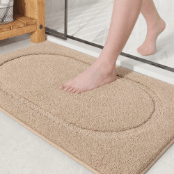 Color G Badematte rutschfest, Weiche Badezimmerteppich Maschinenwaschbar Badvorleger mit Wasserabsorbierenden, Mikrofaser Badteppich rutschfest Waschbar für Badezimmer - 40 x 60 cm, Beige