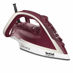 Tefal Ultragliss Plus Dampfbügeleisen, 2800 Watt, Dampfstoß: 250 g/Min., 50 g/Min. Dampfabgabe, kurze Aufheizzeit, Eco Mode, kratzfeste Durilium Airglide Bügelsohle, dunkelrot/silber, FV6810