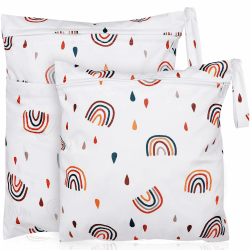 Loscarol 2 Stück Wetbag Kindergarten Groß, Nasstasche Wet Bag Windeltasche Klein, Nassbeutel Kindergarten Personalisiert for Baby Stoffwindeln (Regenbogen)