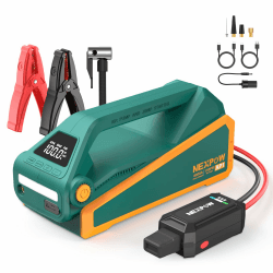 NEXPOW 4000A Starthilfe Powerbank mit 150PSI Luftkompressor, 4-in-1 Powerbank als Auto Starthilfe mit LCD Bildschirm, Tragbare Starter Powerbank mit LED Taschenlampe für Alle Benzin und 10L Diesel