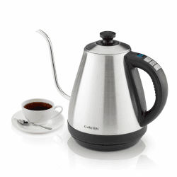 Klarstein Garcon Wasserkocher - Teekocher, 1 L, 2000 W, Warmhaltefunktion, gradgenaue Temperatureinstellung, 40 °C - 100 °C, Edelstahl, silber