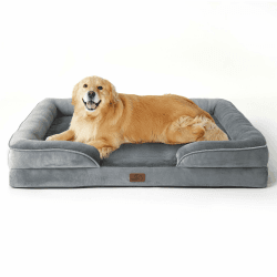 BEDSURE orthopädisches Hundebett Ergonomisches Hundesofa - 122x89 cm Hundecouch mit eierförmiger Kistenschaum für große Hunde, waschbar rutschfest Hundebetten, grau