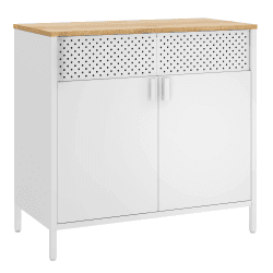 SONGMICS Aufbewahrungsschrank, Metallschrank, mit Doppeltür, Magnetverschluss, Verstellbarer Einlegeboden, Stahlgestell, 40 x 80 x 76 cm, naturbeige-weiß LSC102W57