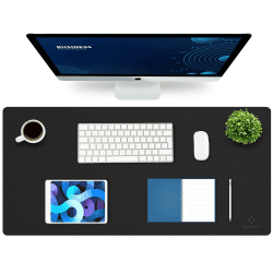 K KNODEL Tischunterlage, Schreibtischunterlage, 90 x 43cm PVC Tischunterlage, Laptop Tischunterlage, wasserdichte Schreibunterlage für Büro- oder Heimbereich, doppelseitig (Schwarz/Schwarz)
