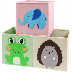 Lifenite stoffboxen kinder 3er-Set, faltbare Aufbewahrungsbox, Spielzeug-Organizer, Stoffboxen mit 2 Griffen, für Wohnzimmer, Kinderzimmer, Kinderspielzimmer, 27 x 27 x 27 cm