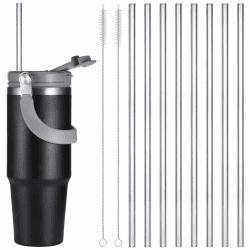 8 Stück Strohhalme für Stanley Adventure Quencher, 31cm Lange Ersatz Trinkhalme Mit 2 Reinigungsbürsten, Wiederverwendbar Trinkhalme Kompatibel mit Stanley 30/40 oz Stanley Tumbler