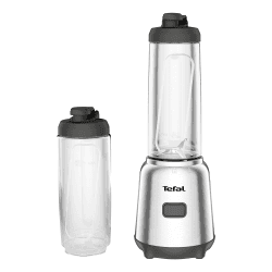 Tefal BL15FD Mix und Move Mini-Standmixer, 300 Watt, 2 Flaschen To-Go in Premium Tritan, kompaktes Design, einfach zu reinigen, abnehmbare Klingen, Einknopfbedienung, Silber/Grau