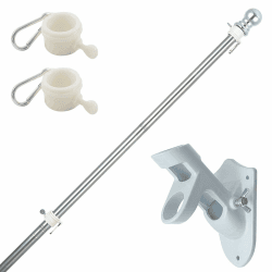INFLATION Fahnenmast Aluminium, Edelstahl 150-180CM Fahnenstange kit mit Einstellbar 180 Grad Außenwandhalterung&Drehbaren Ringen(Mast mit Halterung)