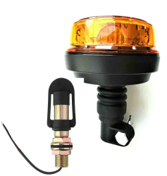 Matel Service LED Rundumleuchte mit Aufsteckrohr Halterung – 4 Blitzmuster mit flexiblem Fuß, – Warnleuchte für alle Fahrzeugtypen - 12V - 24V Spannung – Lichtfarbe: Orange