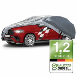 WALSER Premium Abdeckplane Auto All Weather Plus Qualitätssieger Sehr Gut*, Abdeckplane wasserdicht, Auto Abdeckplane, Autoplane UV-beständig, Autoabdeckung Outdoor, Autogarage Abdeckung SUV XL grau