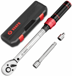 VANPO Drehmomentschlüssel 3/8 Zoll, 5-60Nm Fahrrad & Motorrad Drehmomentschlüssel Set mit 125mm Verlängerungsstange, 3/8"-1/4" Adapter für Fahrräder, Motorrad und Auto Zündkerzenwechsel