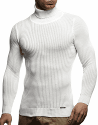 Leif Nelson Rollkragenpullover Herren Strickpullover - Cooler Männer Pullover Rollkragen - Dünner Männer Strick Pullover Winter & Sommer M Ecru