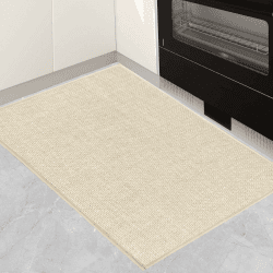 KMVIZI Küchenteppich Waschbar rutschfest, Küchenläufer, Wasserdicht Kreuzgeflecht Küchenmatten, Teppich Läufer Flur für Küche, Terrasse & Wohnraum, Beige, 50X80cm