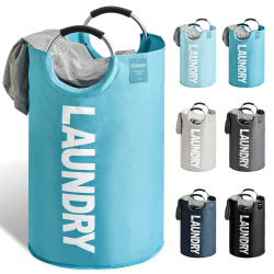 YOUDENOVA Wäschekorb Faltbar Wäschesammler Wäschesack Laundry Baskets 92L Kapazität mit Griff Blau