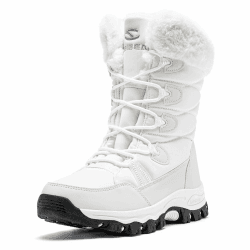 CLYCTIP Warm Gefüttert Winterschuhe Damen Schneestiefel Wasserdicht Outdoor Trekking Wanderschuhe Gr. 37-42 41 EU Weiß