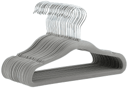 Amazon Basics Kinder-Kleiderbügel aus Samt, rutschfeste Kleiderbügel für Babys und Kleinkinder, 29 cm, 30er-Pack, Grau
