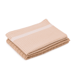 Amago - 2er Pack Küchen Frottier Handtuch, 100 prozent Baumwolle, 50 x 70 cm - Puder/Weiß