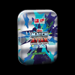 Topps Bundesliga Match Attax 24/25 - Mini Tin - Dribbelkünstler - enthält 42 Karten, darunter 3 Exklusive Allrounder Karten, 2 Black & White Pixel Pitch Karten und 2 Limited Edition Karten.