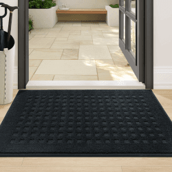 BEQHAUSE Fussmatte Innen, waschbar Fußmatte Innen, rutschfeste Schmutzfangmatte 60x90cm, Teppich Eingangsbereich Innen für Hund, Innenbereich, Haustür, Flur, Schwarz