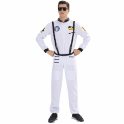 EraSpooky Herren Astronaut Raumfahrer Kostüm Faschingskostüme Cosplay Halloween Party Karneval Fastnacht Kleidung für Erwachsene Blanco S