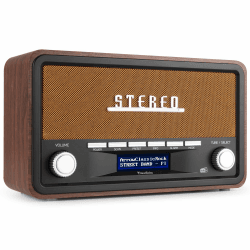 Audizio Foggia, Retro Radio, DAB Plus Radio, Bluetooth, Batterie- Netzbetrieb, Radiowecker, FM, 20 Speicherplätze, AUX, Nostalgie Radio, Alarm Küchenradio Vintage, Kupfer Orange