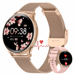 AIMIUVEI Smartwatch Damen mit EKG HRV, 1,27'' Armbanduhr mit Telefonfunktion mit 150+ Sports, 24H Herzfrequenz Schlafmonitor SpO2, Menstruationszyklus BMI Fitness Tracker IP68 iOS Android Roségold