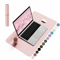 YSAGi Schreibtischunterlage, Mauspad mit Leder und Rutchfeste Wildleder, Multifunktionales Office Mousepad Laptop Schreibunterlage, Tisch-Schutz Unterlage für Büro/Home-Office (Rosa, 60x35cm)