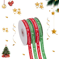 4 Stücke Weihnachtsband,Weihnachtsbänder Rot Grün,Weihnachten Geschenkband,Schleifenband Weihnachten,für Weihnachtsfest,DIY,Hochzeit,mit Schneeflocke und Weihnachtsbuchstaben bedruckt.(Breite 1cm)