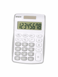 Genie 120 S 8-stelliger Taschenrechner (Dual-Power (Solar und Batterie); kompaktes Design) grau