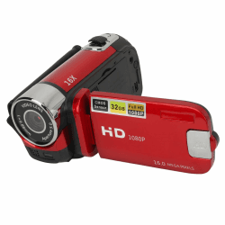 MENDUNER Point and Shoot Camera, Vintage Kamera, Videokamera, 1080P 16MP Digitalkamera 2,4 Zoll Drehbarer Bildschirm Camcorder 16X Zoom HD Videorecorder mit Fülllicht (Rot)