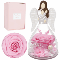 Miofula Geburtstagsgeschenk für Mama, Ewige Rose im Glas Engel Figur, Oma Mütter, Blumen Mutter Geschenke, Mutter Tochter Geschenk Weihnachten, Infinity Rose Muttertagsgeschenk