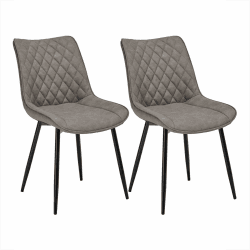 WOLTU Esszimmerstühle 2er Set, Küchenstühle, Wohnzimmerstühle, Polsterstühle mit Rückenlehne, für Esszimmer, Küche, Wohnzimmer, Büro, Sitzfläche aus Kunstleder, Metallbeine, Dunkelgrau BH210dgr-2