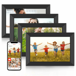 Frameo WLAN Digitaler Bilderrahmen 10,1 Zoll, HD 1280 * 800 IPS Touchscreen Elektronischer FotoRahmen mit 32GB Speicher, Auto Drehung, Einfache Weitergabe von Fotos Videos (4er-Pack)