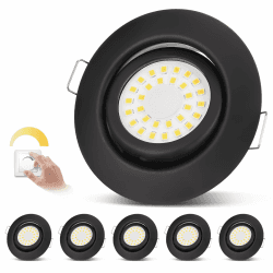 cloksh LED Einbaustrahler 230V Flach Dimmbar LED Spots 6W IP44 Bad Einbauleuchten Schwarz Deckenspots Deckenstrahler,Warmweiß 3000K Schwenkbar Einbauspots für Badezimmer Küche Wohnzimmer,6er Set