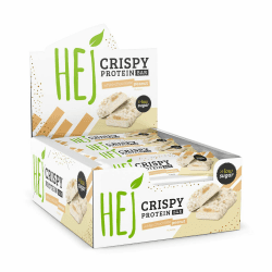HEJ Crispy Proteinriegel Snack – Low Sugar Eiweißriegel | 12g Protein & 172kcal pro Riegel | Vegetarisch & ohne Palmöl – 12x45g White Chocolate Peanut