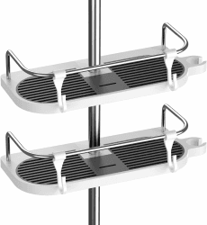 Hawsam Ohne Bohren Duschablage für die Duschstange - Badezimmer Dusche Rack Verstellbar Höhe, Für Duschstange mit Durchmesser von 19mm - 25mm (2Stück)