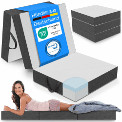 ELONEO Premium Visco Klappmatratze 90x200 cm, extra hoch 15 cm, Gästematratze klappbar, Faltmatratze, Faltbare Matratze, Bandscheibenwürfel, Reisematratze, Gästebett klappbar, Klappbett waschbar