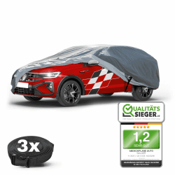 Walser Premium Abdeckplane Auto All Weather Plus Qualitätssieger Sehr Gut*, Abdeckplane wasserdicht, Auto Abdeckplane, Autoplane UV-beständig, Autoabdeckung Outdoor, Autogarage Abdeckung SUV S grau