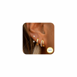 LOLIAS 3 Paar Ohrringe Silber 925 Set für Damen 14K Vergoldet Kleine Ohrstecker Silber 925 Stapelbar Zirkonia Helix Piercings Ohr Gold Ohrstecker Creolen Ohrringe Set für Mehrere Piercings Goldton
